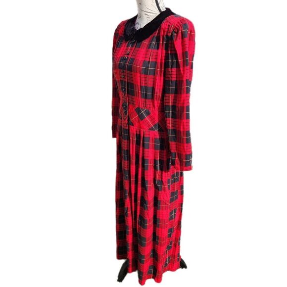 VINTAGE‎ - Miss Darby round collar red plaid dress 14 - Picture 2 of 9
